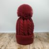 Pom Pom Lined Beanie - Berry Red